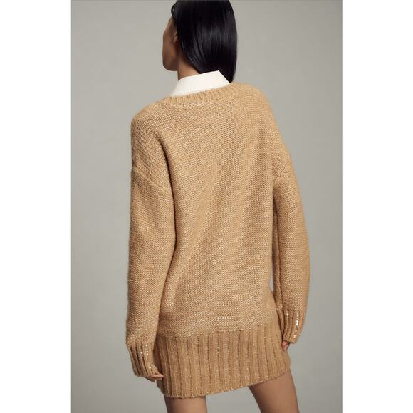 Anthropologie Maeve Layered Sparkle Wool Blend Sweater Mini Dress Size Medium - Picture 2 of 11